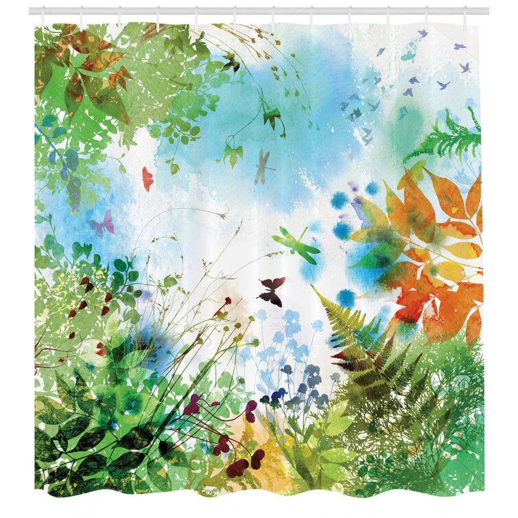 Porter Geneva Ferns and Petals Nature Fantasy Complex Mixed Digital Design Image Single Curtain | Wayfair