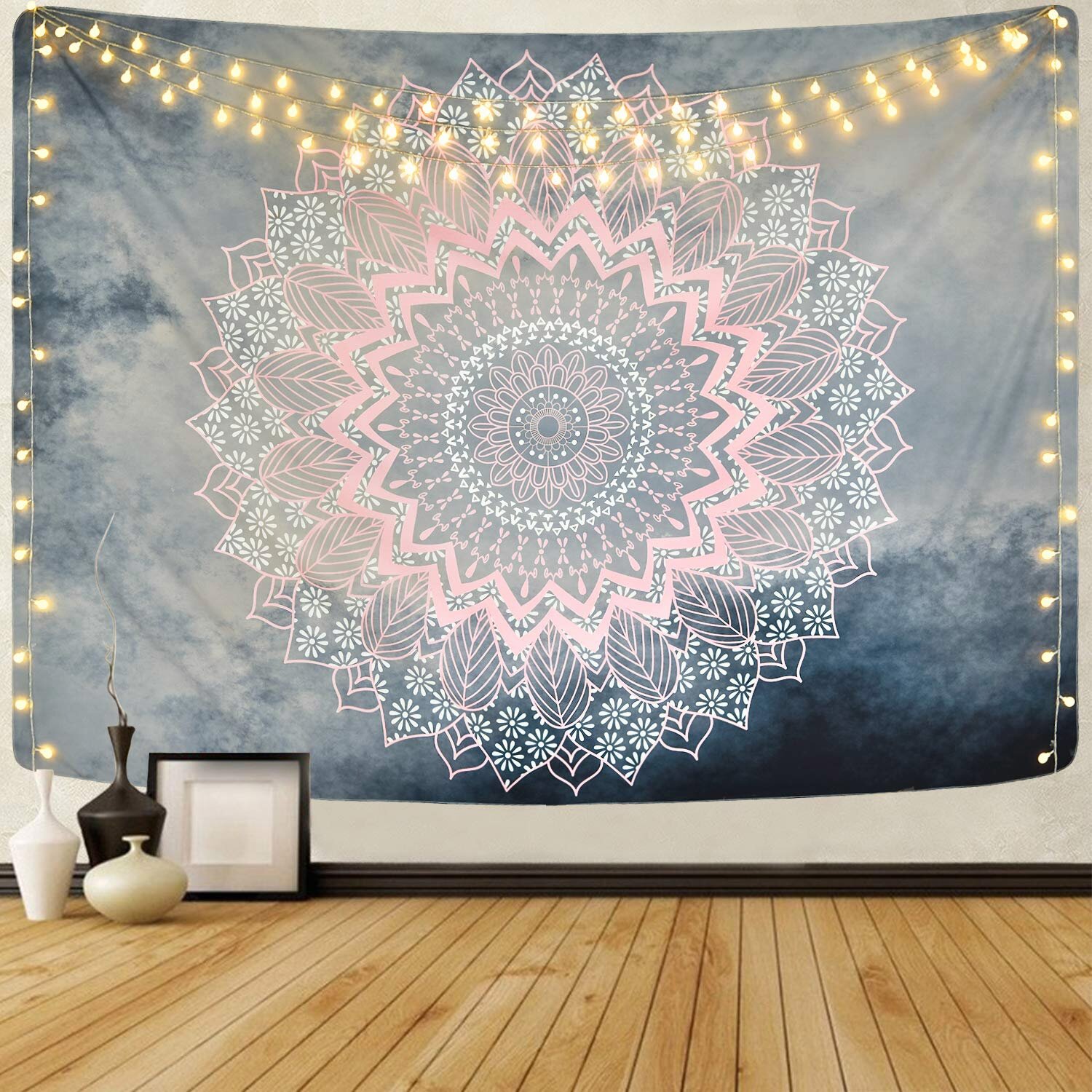 100% Natural Dyes Thread Spread Hippie Mandala Bohemian Psychedelic Ombre Tapestry Twin Gold