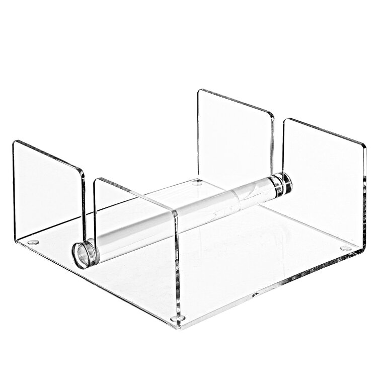 Sleek Modern Clear Acrylic Tray Lunch Napkins Holder Dispenser With Detachable Weighted Metal Ball For Indoor & Outdoor Use Clear Acrylic Cocktail Napkin Holder 7.5 x 7.5 x 2.5 Inches 