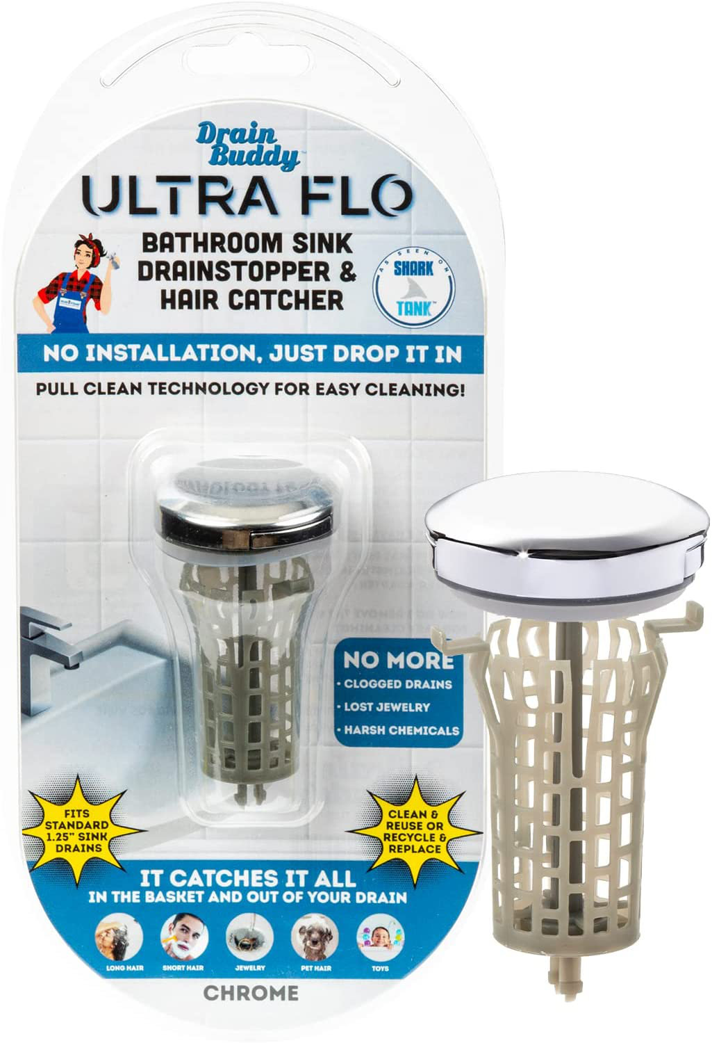 Drain Buddy Ultra Flo Buddy Ultra Flo Clog Preventing Stopper Bathroom
