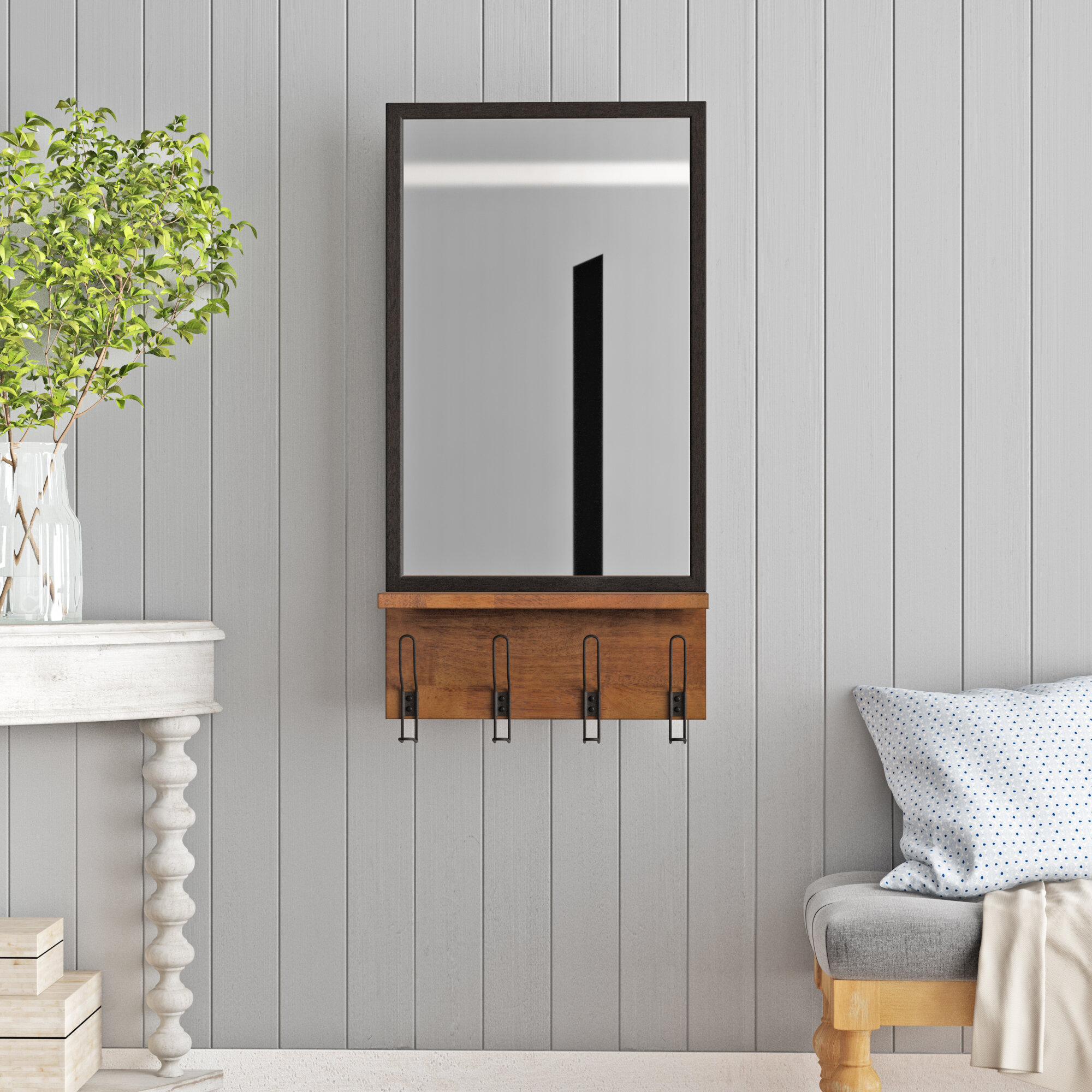 Emerson Industrial Accent Mirror With Shelves Reviews Joss Main