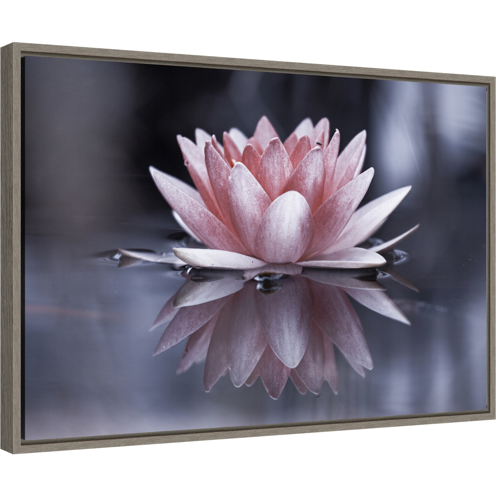 DIYthinker Lotus Flower Water Black White Plant Desktop Adorn Photo Frame Display Art Painting Wooden