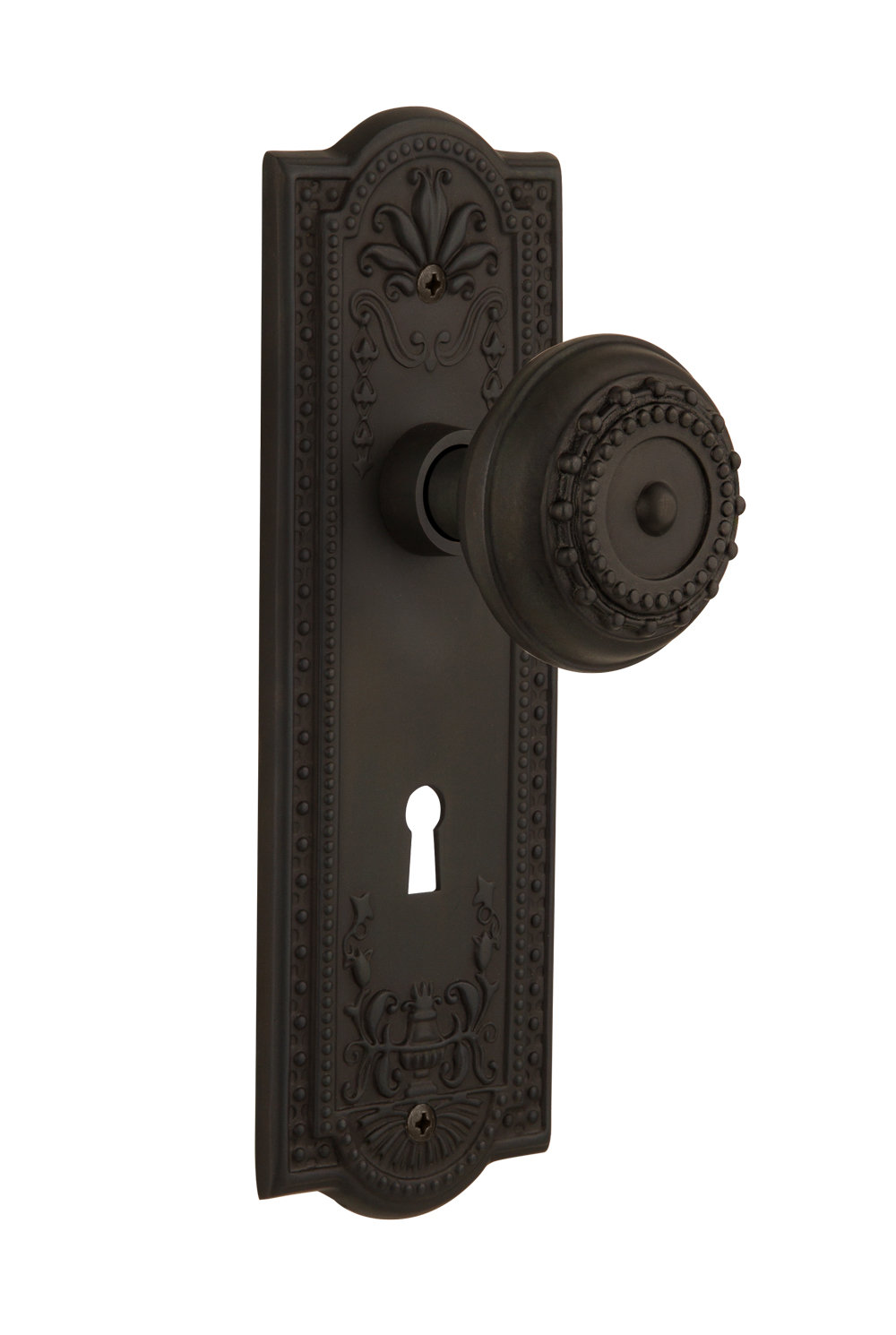 Nostalgic Warehouse Craftsman Plate Interior Mortise Meadows Door Knob in Timeless Bronze