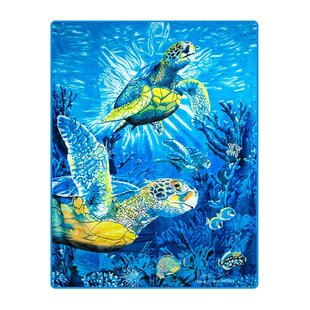 Yellow Brown Blue Hawksbill Sea Turtle Dive Deep into The Blue Ocean Against Sun Rays 70 x 90 Cozy Plush for Indoor and Outdoor Use Ambesonne Turtle Soft Flannel Fleece Throw Blanket 