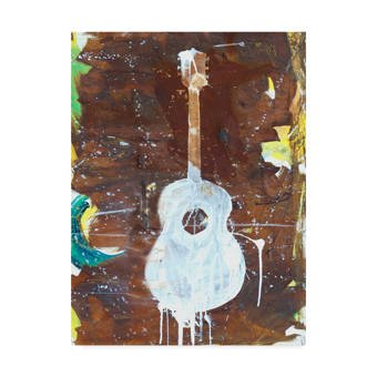 Ebern Designs Yellow Guitar Acrylic Painting Print On Wrapped