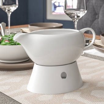 633094 Portmeirion Sophie Conran White Mini Sauce Jug and Ladle Set