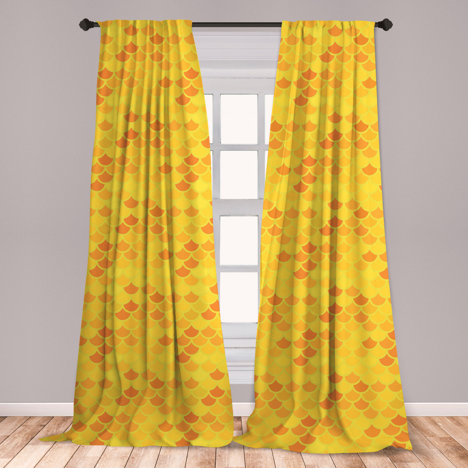 East Urban Home Fish Scale Geometric Room Darkening Rod Pocket Curtain Panels Wayfair