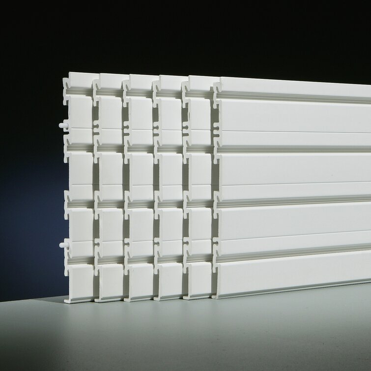 Slatwall Panel Set 36 in 14-Piece H x 96 in W Modular Backless PVC Silver