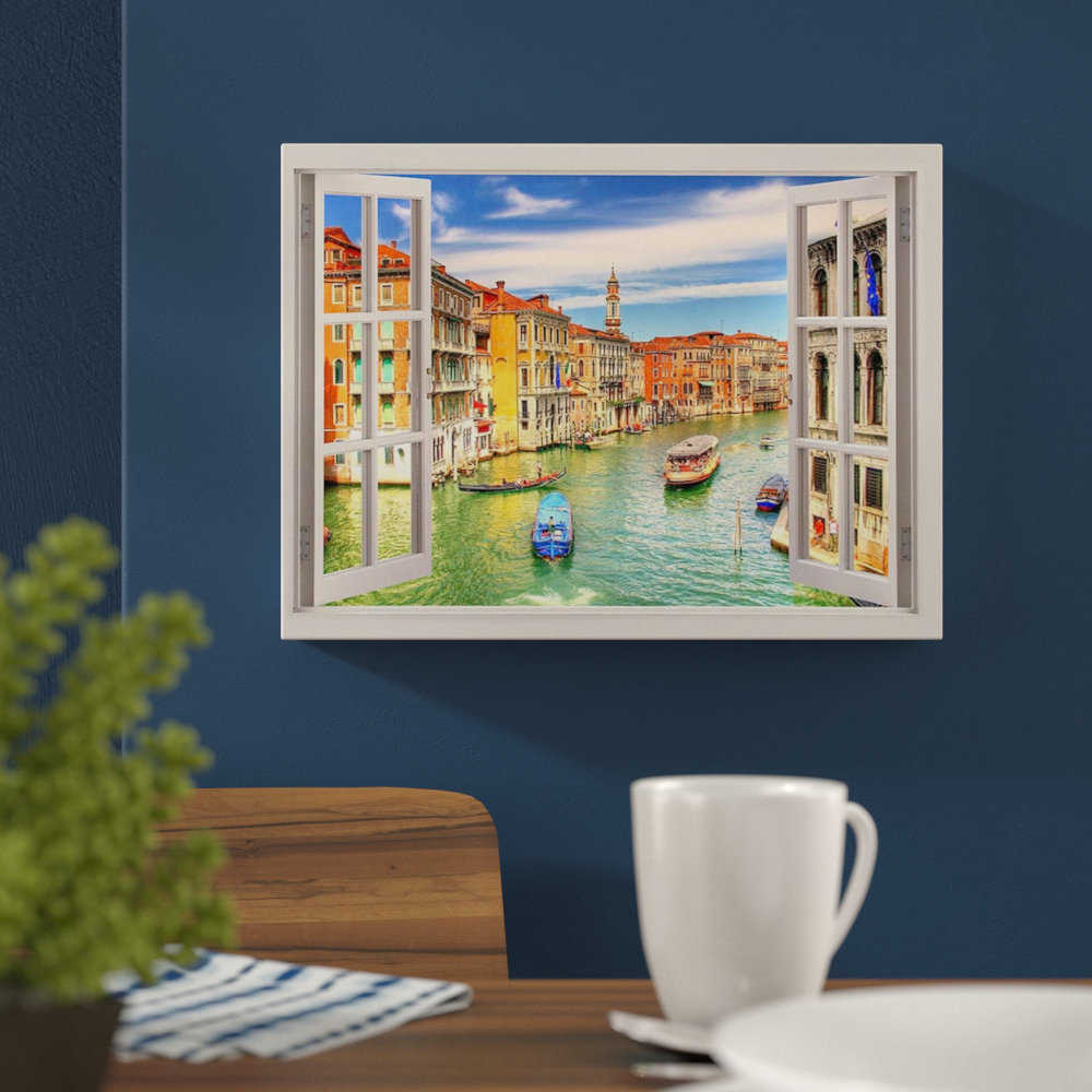 East Urban Home Grand Canal Venice 3d Window Effect Photographic Print On Wrapped Canvas Reviews Wayfair Co Uk