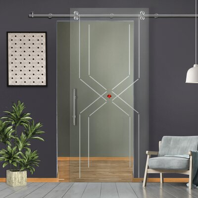 Sliding Glass Barn Door With V2000 Installation Hardware Kit Glass-Door.us Size: 26