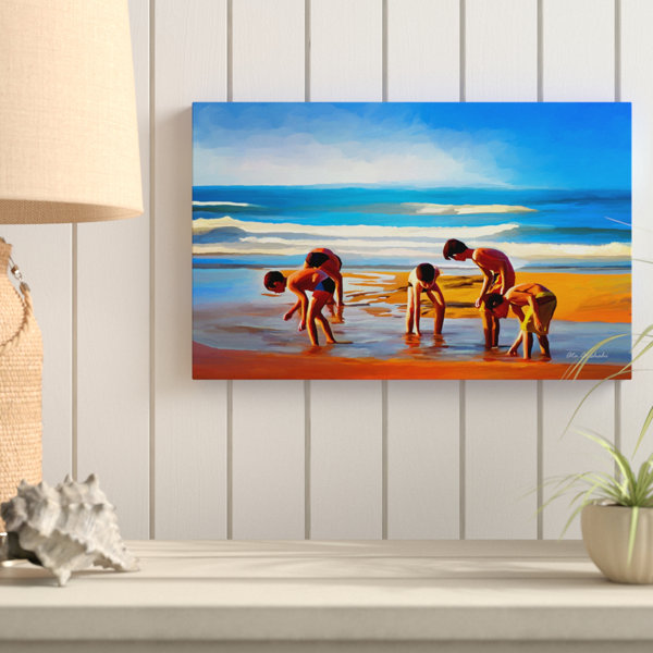 Children At The Beach Painting Wayfair