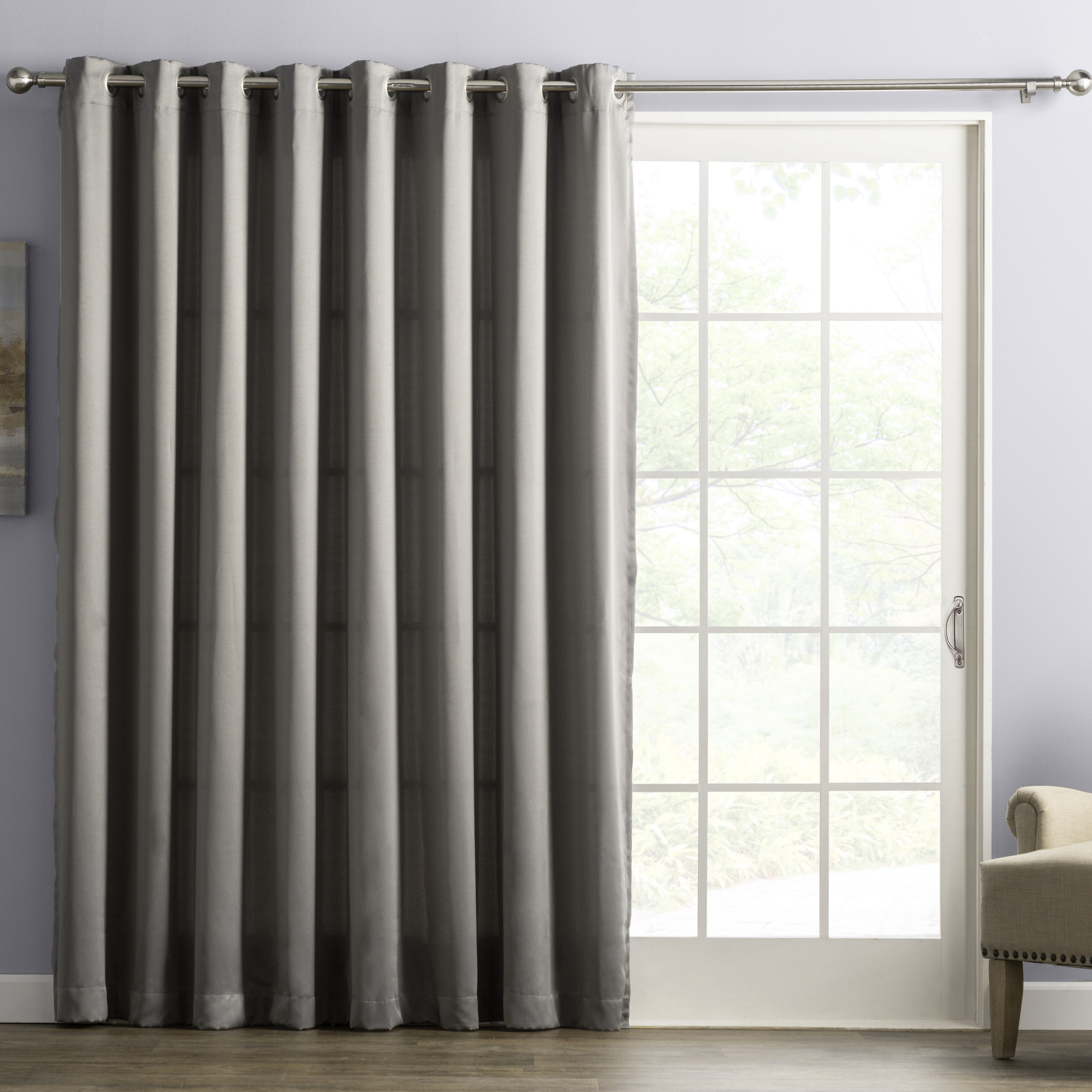 New-Opened  Silk Home Blackout Curtains 2 Panels Everly Charcoal 52 W x 84 L