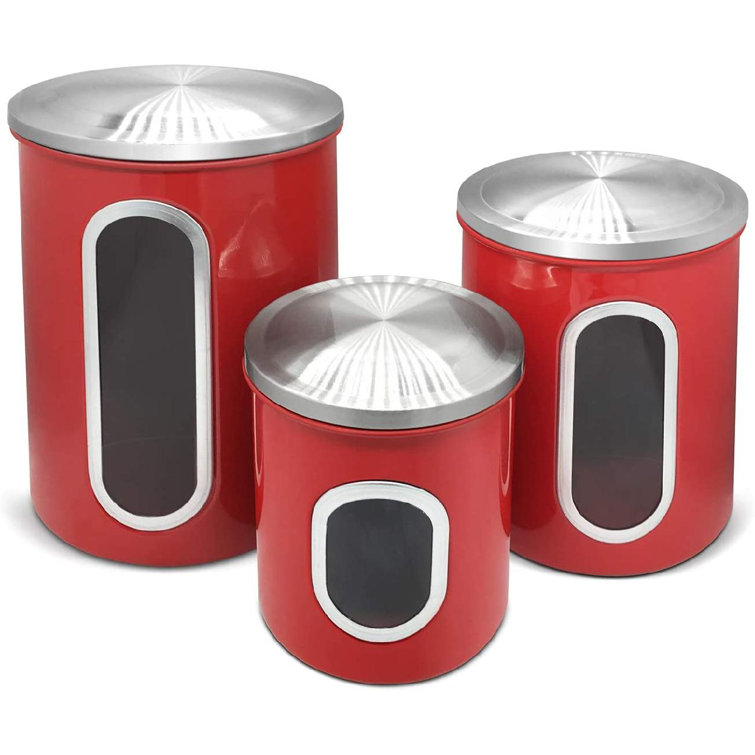 3 Piece Kitchen Canister Set with Anti-Fingerprint Lid and Visible Window