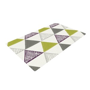 Laurie Baars Textured Triangles Gray/Green Area Rug
