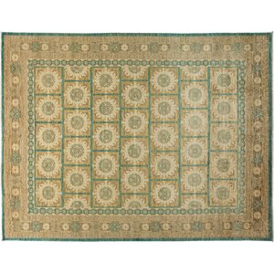 One-of-a-Kind Khotan Hand-Knotted Beige Area Rug