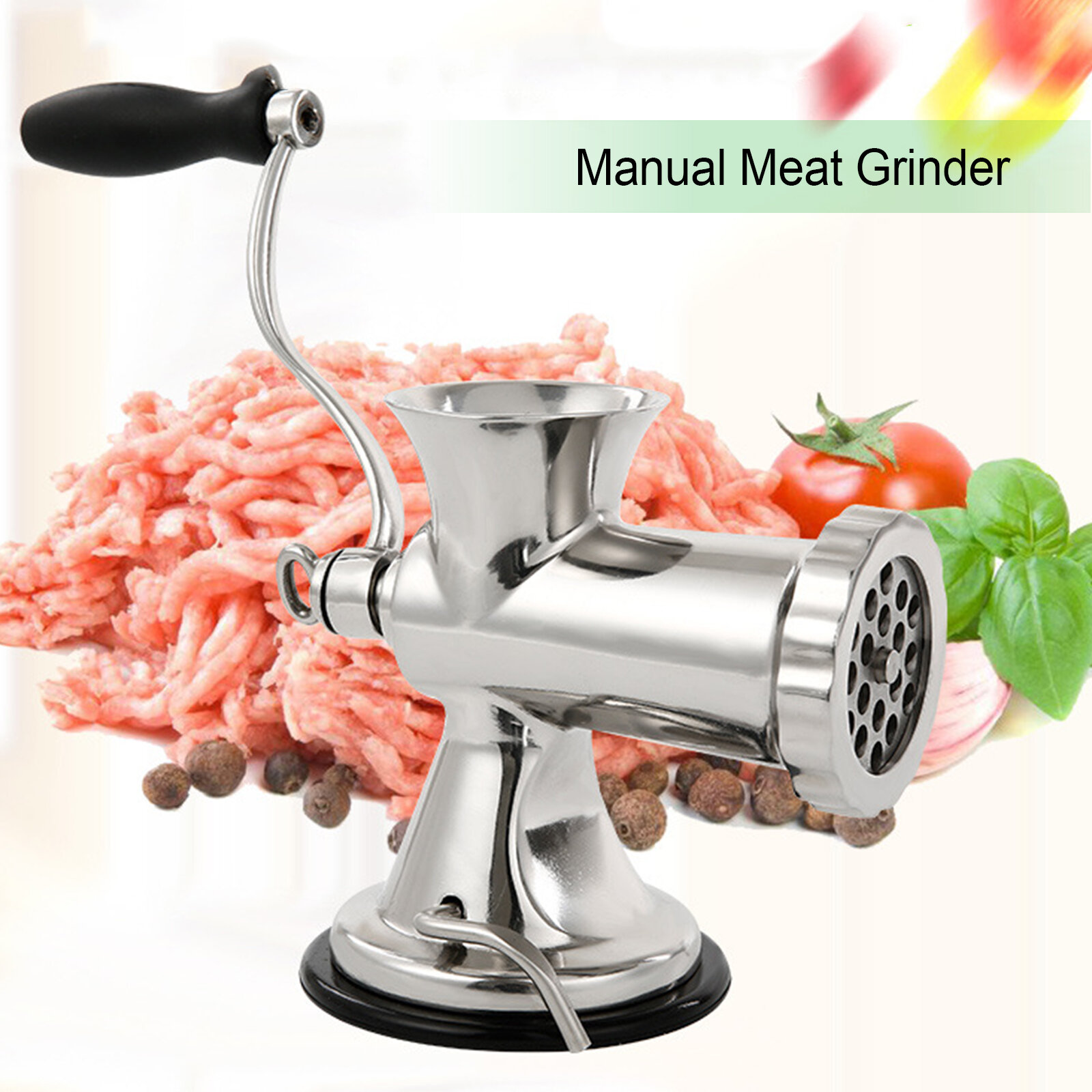 Pepper for Pork Mushroom Sausage Filler Manual Meat Grinder Beef 3 Piece Enema Chicken Fish Stainless Steel Meat Grinder with Suction Cup 