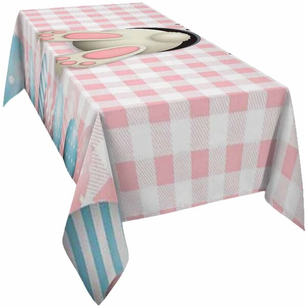Pink Buffalo Plaid Classic Beauty Table Cloth Stain Resistant Waterproof Wrinkle Resistant Oblong Tablecloth Polyester Fabric Damask Table Cover for Decorative Holiday Dinner Use