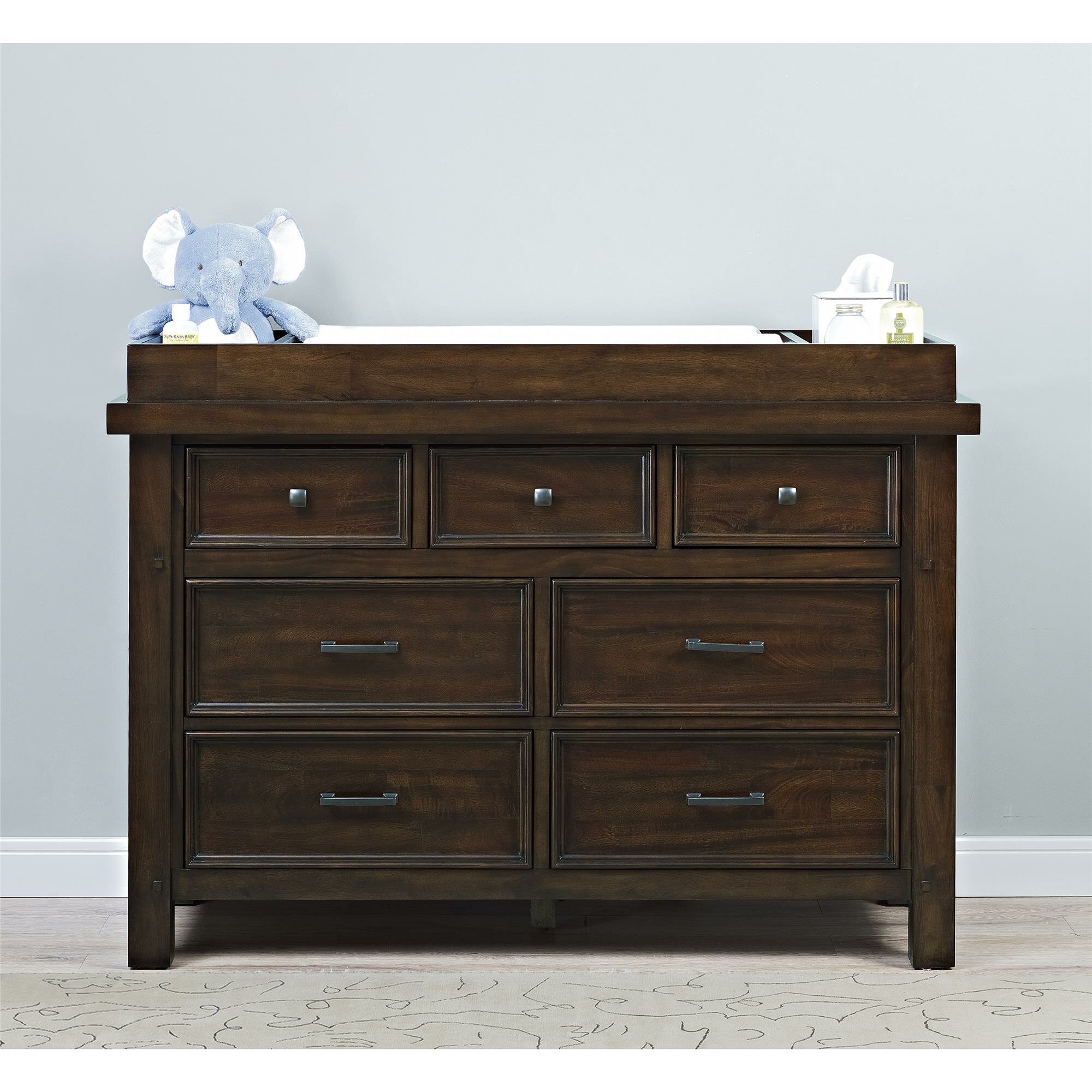brown changing table dresser