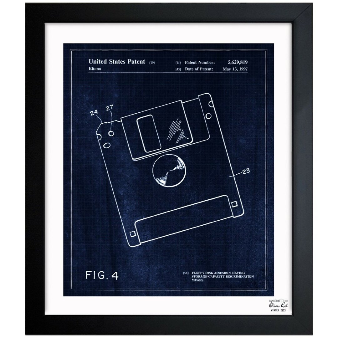 'Floppy Disk, 1997' Framed Graphic Art white