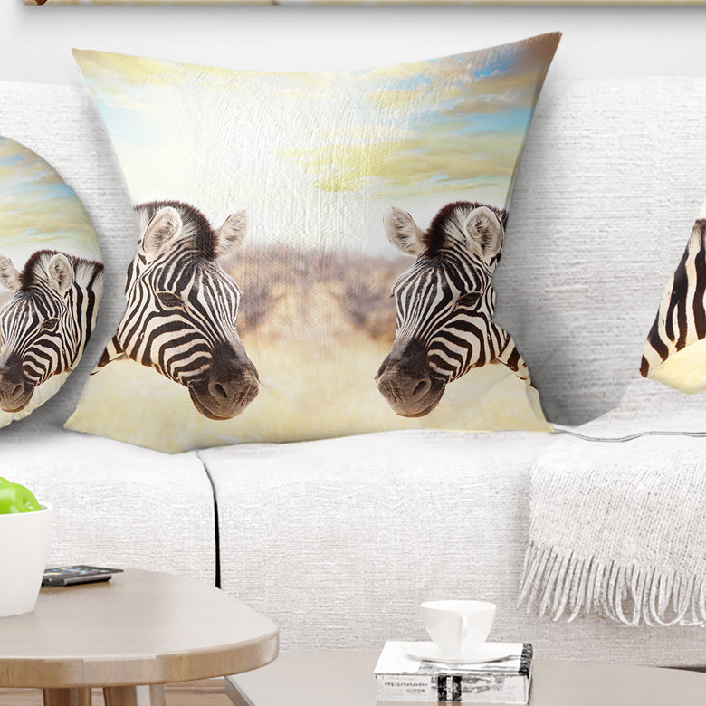 East Urban Home African Zebras Face To Face At Sunset Pillow Wayfair