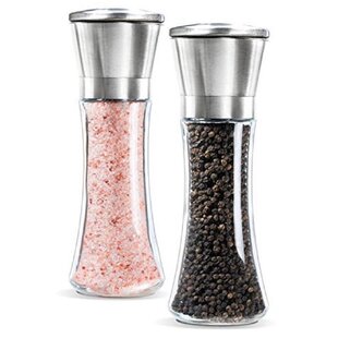 Mill Sleek Stainless Steel with Adjustable Ceramic Grinding Mechanism Clear Acrylic Body Design 2 in 1 Dual Manual Salt and Pepper GrinderValue 1/2 Pack Set 1 Pack