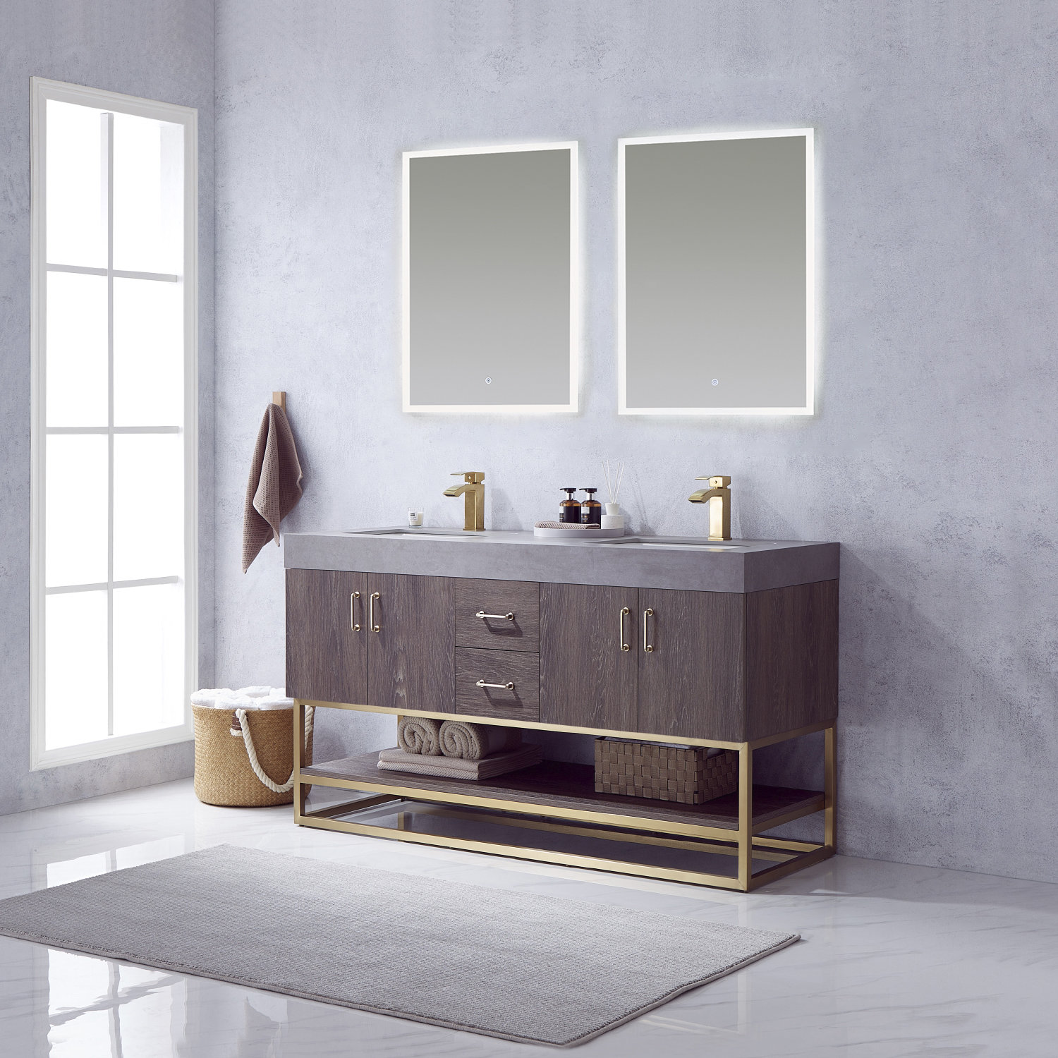 Wade Logan® Annice 60" Double Bathroom Vanity Set with Mirror Wayfair