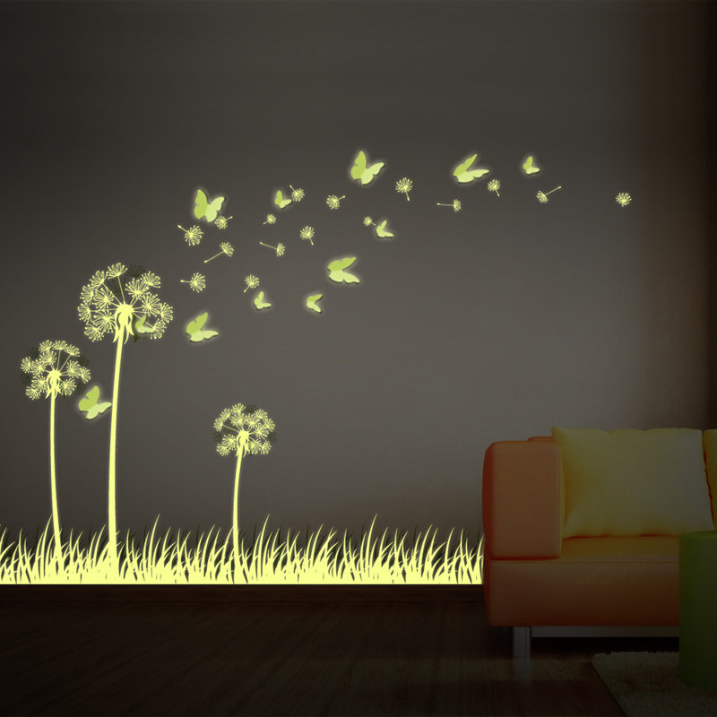 walplus glow in dark 3d butterfly and dandelion wall decal & reviews
