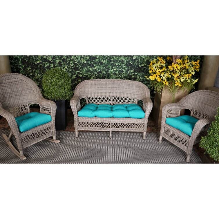 Indoor Outdoor Wicker Settee Cushion,1 Loveseat Cushion and 2 Backrests Patio Swing Cushions 3Pcs Bench Cushion Set Gray Chair Not Included 