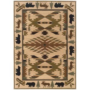 Johnson Village Ivory/Green Area Rug