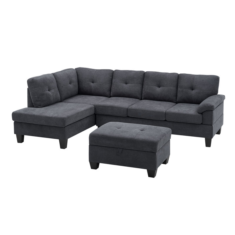 Latitude Run Azziah 98 Chenille Left Hand Facing Sofa And Chaise With Ottoman Wayfair