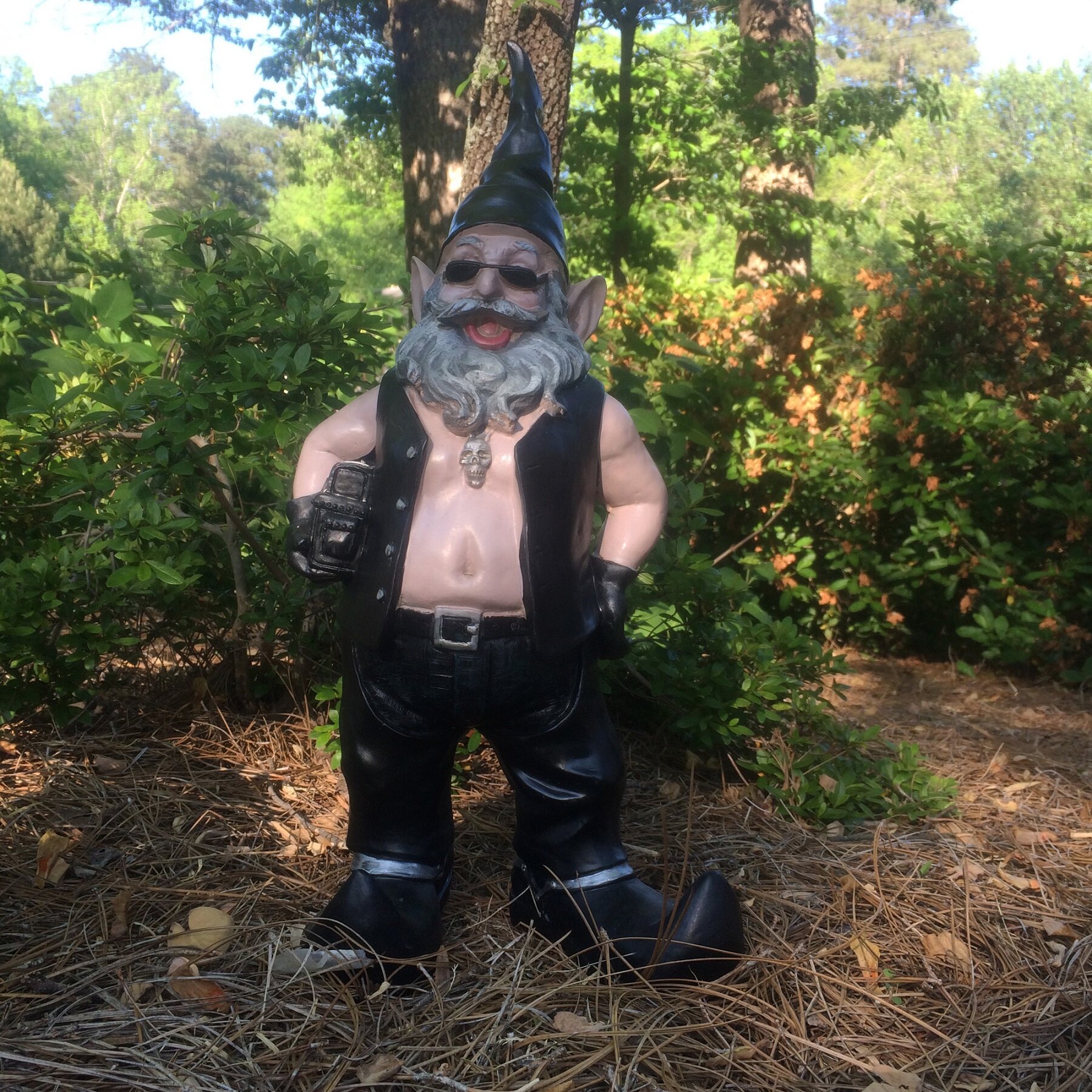 Bad Ass Born To Ride Male Biker Gnome Dude Garden Statue