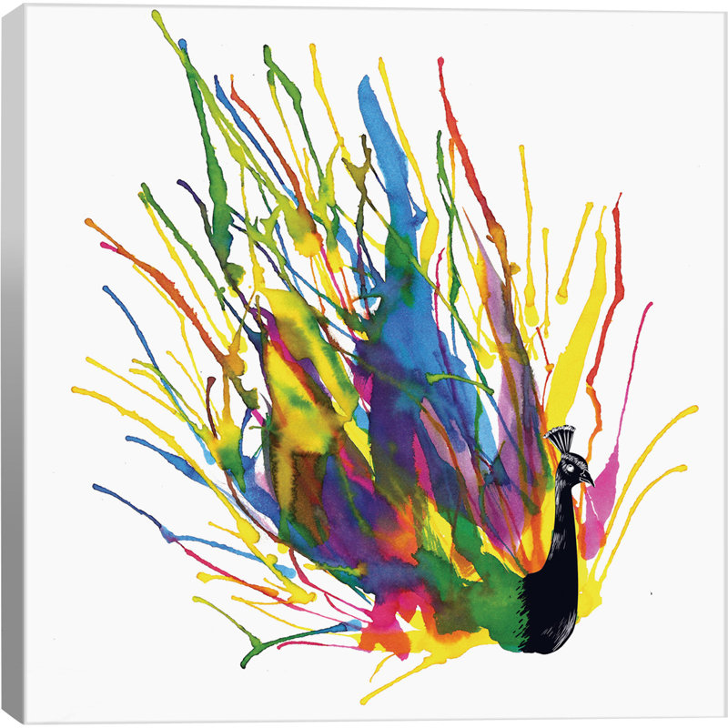 Icanvas Colorful Peacock Painting Print On Canvas Wayfair The illustration is available for download in high resolution quality up to 4002x4002 and in eps file format. colorful peacock painting print on canvas