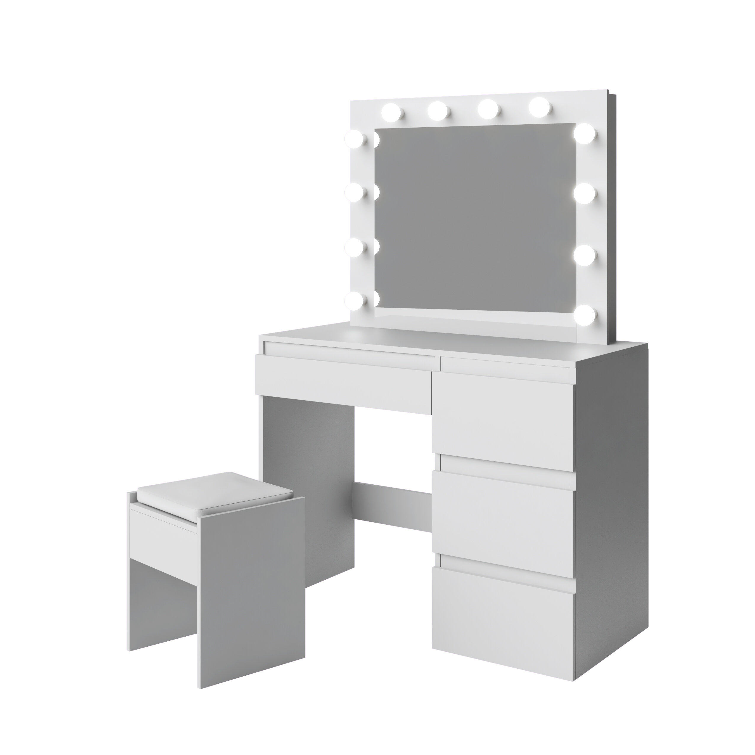 Latitude Run Makeup Vanity Dressing Table With Hollywood Style Led Lights Wayfair