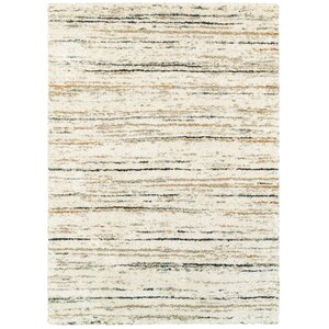 City Stripe Shag Beige Area Rug