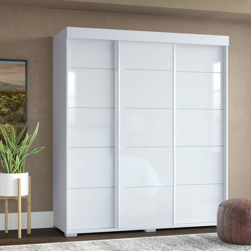 Orren Ellis Neillsville 3 Door Modern High Gloss Armoire Reviews Wayfair