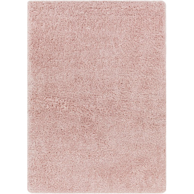 Amiogho Solid Color Machine Woven Polypropylene Area Rug in Pink