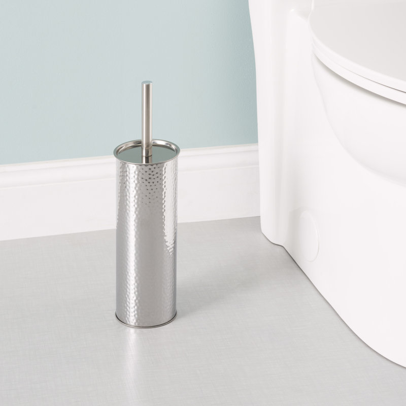 Home Basics Hammered Stainless Steel Toilet Brush and Holder Set