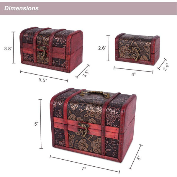 Decorative Vintage Trinket Boxes Small Wooden Storage Jewelry Box Treasure Chest 