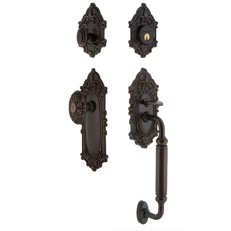 Grandeur Grande Victorian Handleset With Single Cylinder Deadbolt And Door Knob And Rosette Wayfair