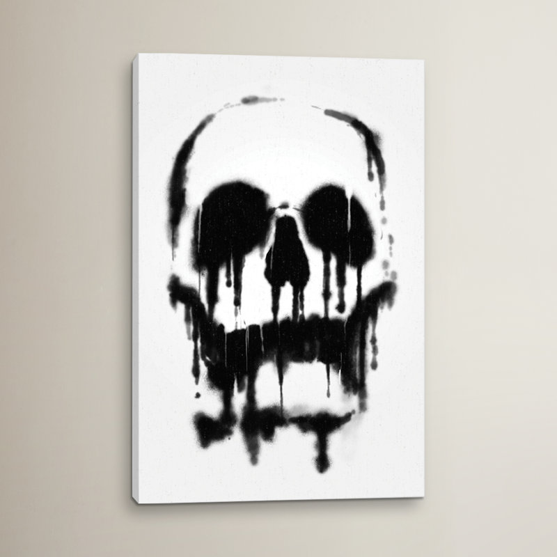 East Urban Home Skull Painting Print On Wrapped Canvas In White Wayfair