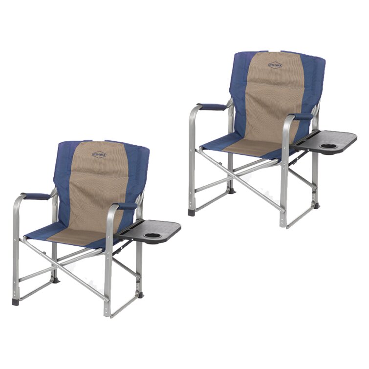 2pc Folding Director's Chair Aluminum Camping Lightweight Chair with Side Table 