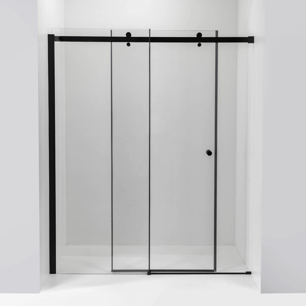 Basco Deluxe 44 In X 68 In Framed Sliding Shower Door In Brushed Nickel Dlxh05a4468clbn The Home Depot