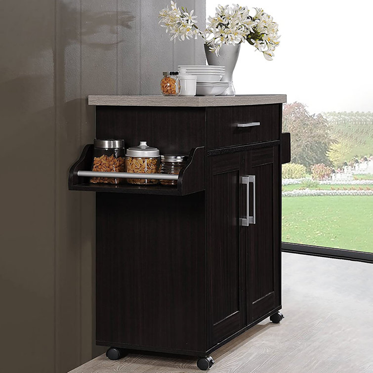 Halley 15.53'' Wide Rolling Kitchen Island with Solid Wood Top