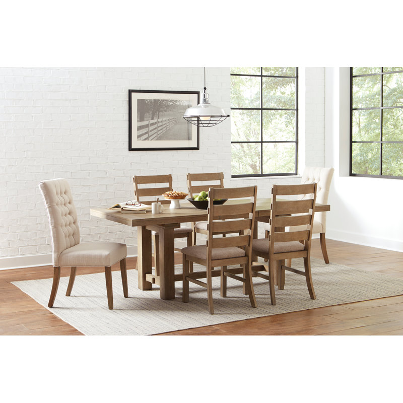 Ophelia Co Belew Ladder Back Dining Chairs Sand And Vineyard Oak Set Of 2