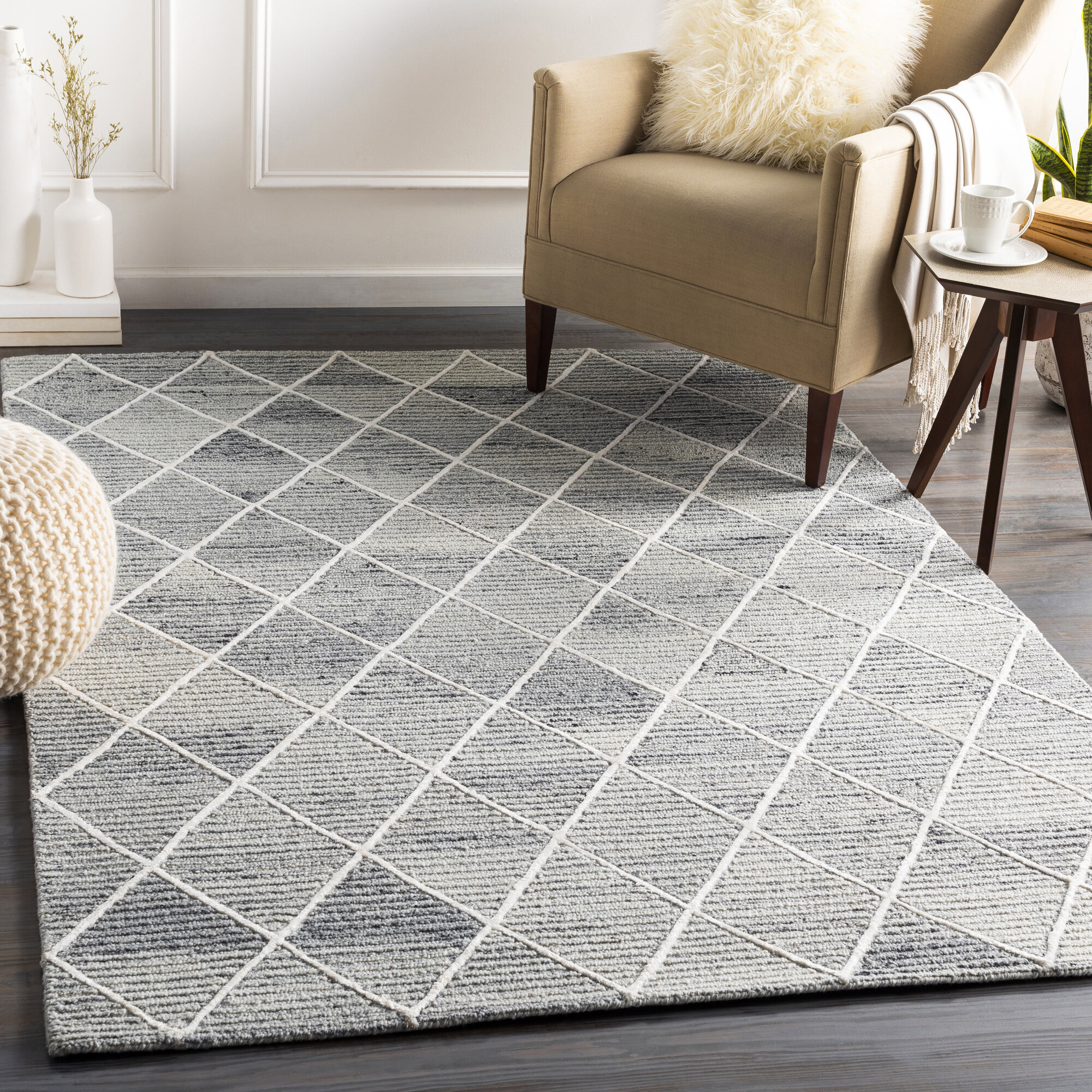 Gracie Oaks Lynden Handmade Gray Rug & Reviews 