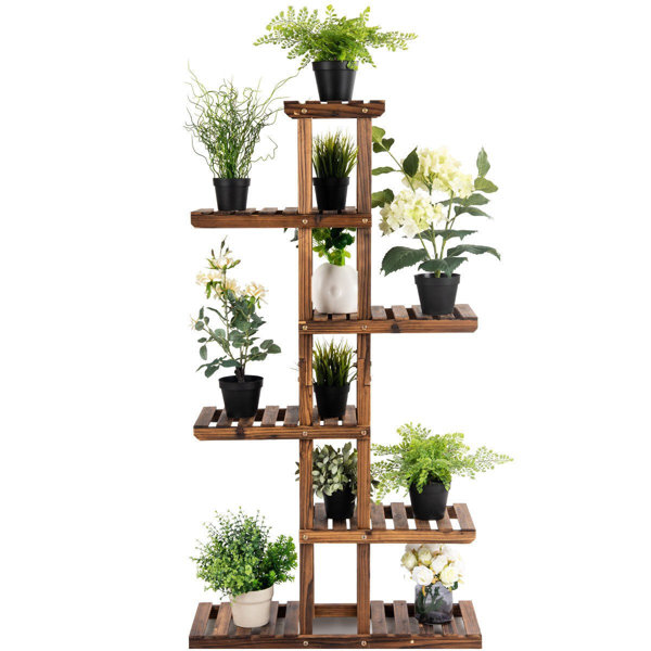 LIVIZA 6 Tier Garden Wooden Shelf Storage Plant Rack Stand