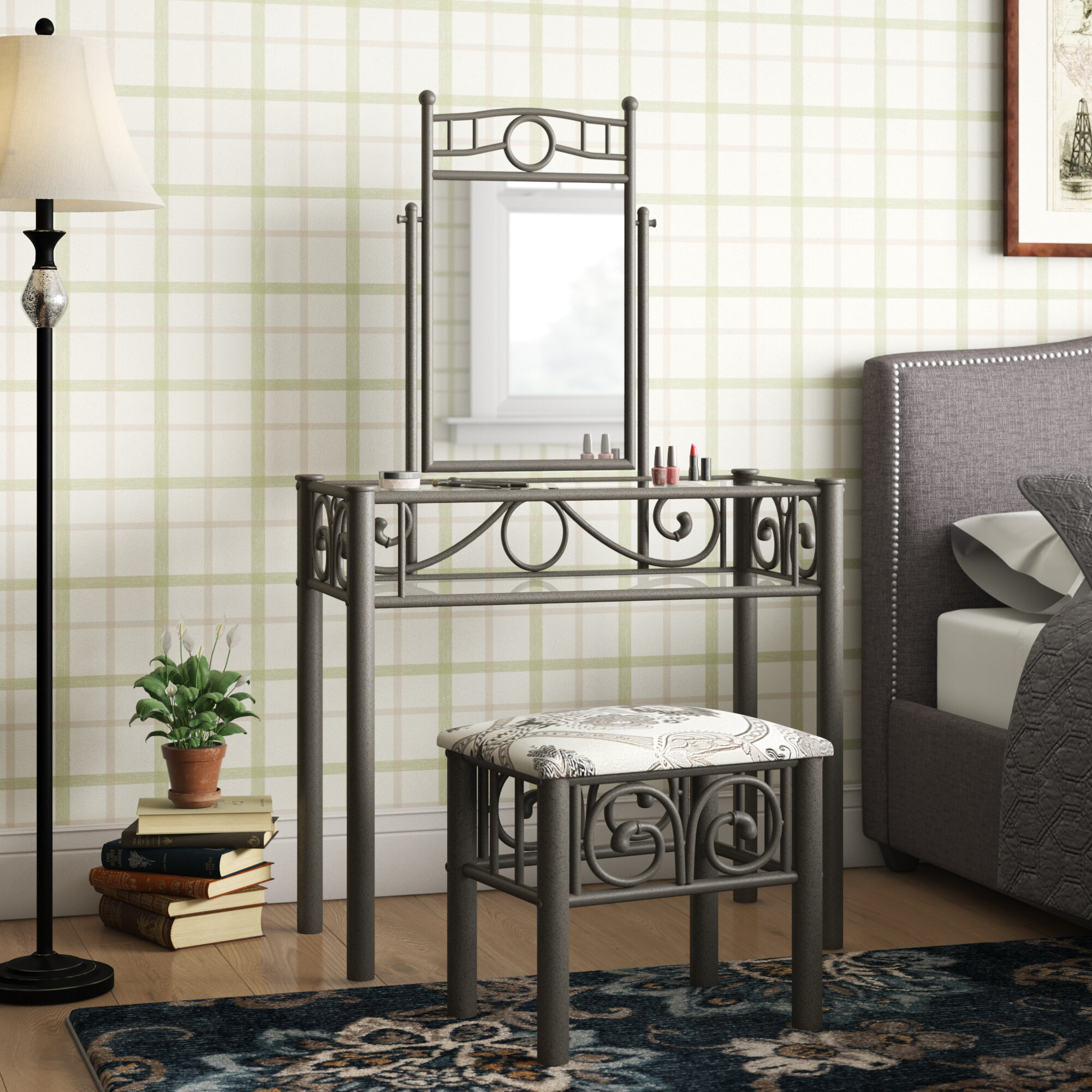 Charlton Home Kennerdell Metal Vanity Set Reviews Wayfair