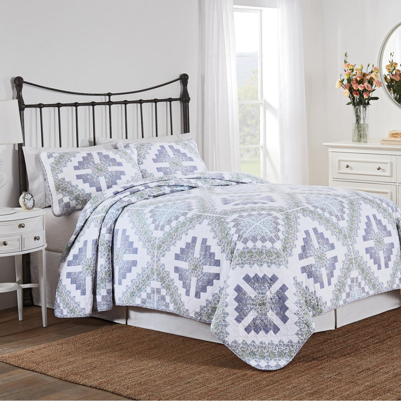 August Grove Nostalgia Home Chatham Full Queen Purple Green Quilt Set Reviews Wayfair,Wayfair Bedside Table Small