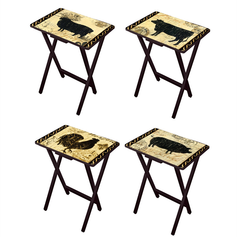 August Grove Berta Farmhouse 4 Piece Tv Tray Set Reviews Wayfair Berta Farmhouse 4 Piece Tv Tray Set