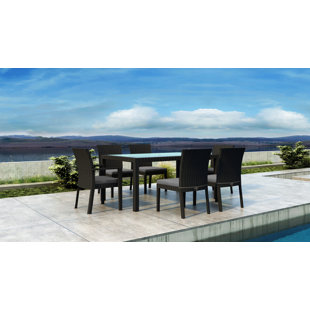 Go to store & view more images Glendale 7 Piece Dining Set with Sunbrella Cushion by Everly Quinn